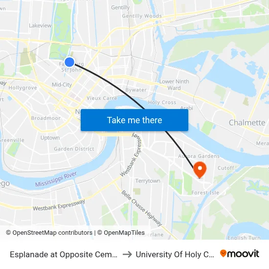 Esplanade at Opposite Cemetery to University Of Holy Cross map