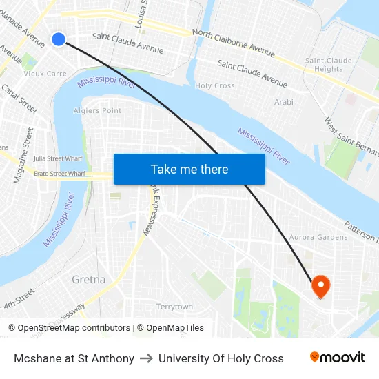 Mcshane at St Anthony to University Of Holy Cross map
