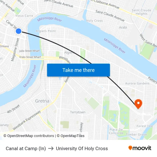 Canal at Camp (In) to University Of Holy Cross map