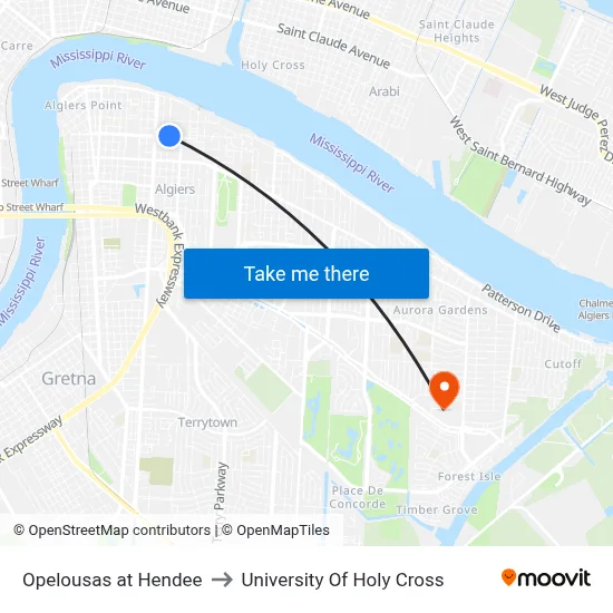 Opelousas at Hendee to University Of Holy Cross map