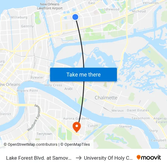Lake Forest Blvd. at Samovar Dr. to University Of Holy Cross map