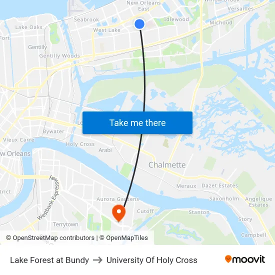 Lake Forest at Bundy to University Of Holy Cross map