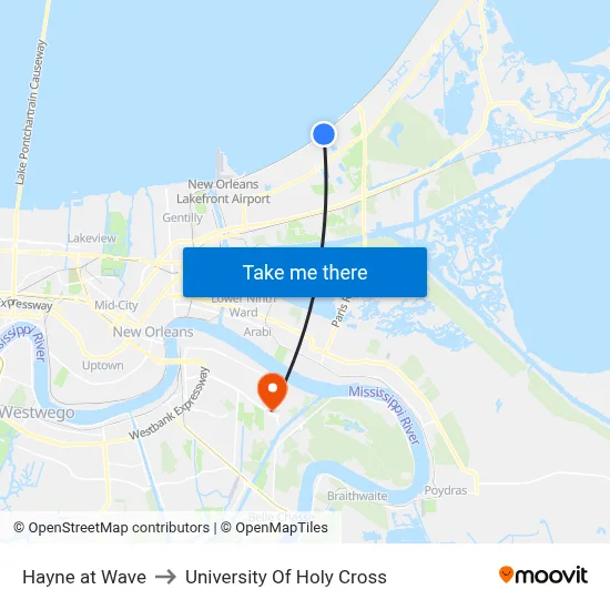 Hayne at Wave to University Of Holy Cross map