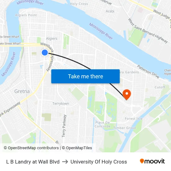 L B Landry at Wall Blvd to University Of Holy Cross map