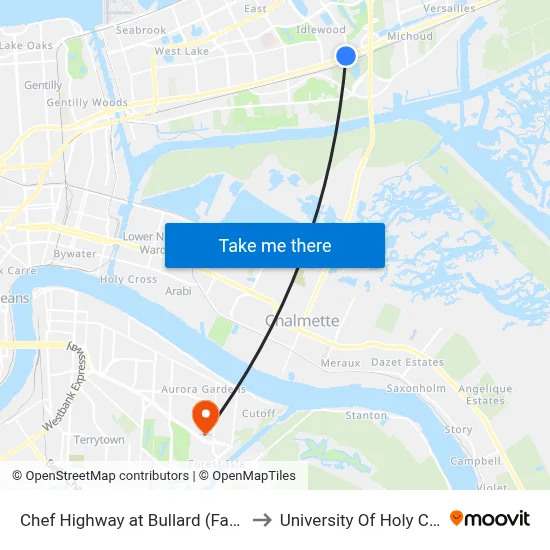 Chef Highway at Bullard (Farside) to University Of Holy Cross map