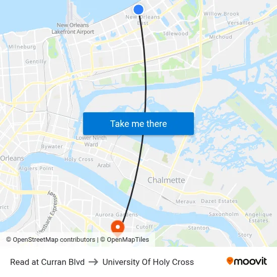 Read at Curran Blvd to University Of Holy Cross map