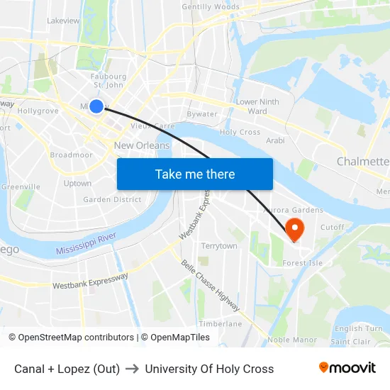 Canal + Lopez (Out) to University Of Holy Cross map
