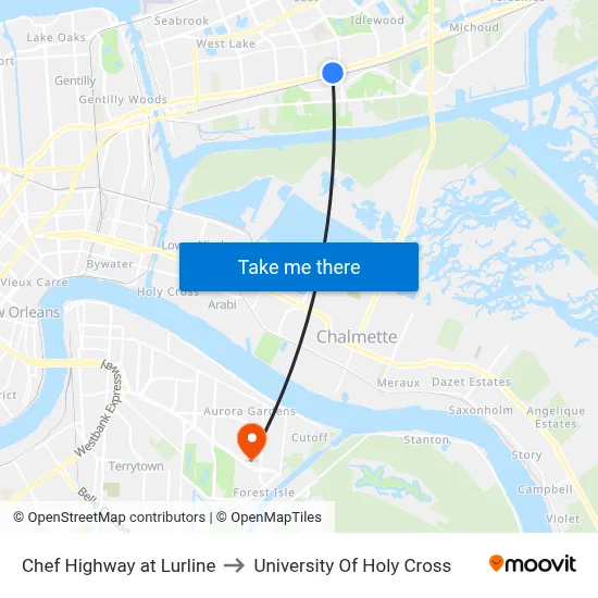 Chef Highway at Lurline to University Of Holy Cross map