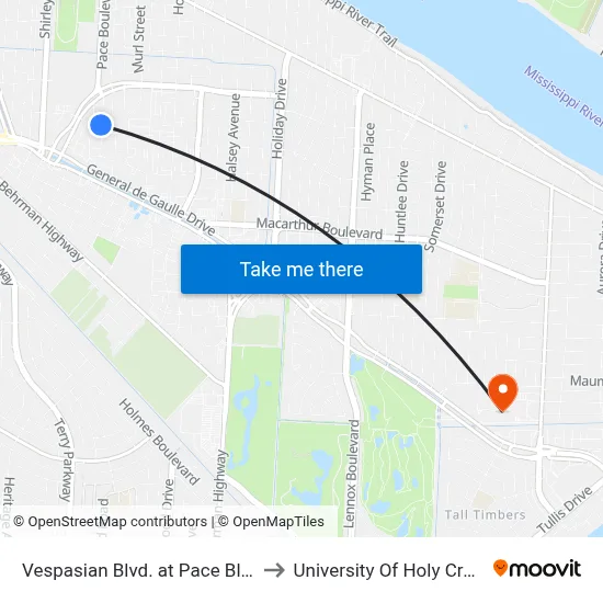 Vespasian Blvd. at Pace Blvd. to University Of Holy Cross map