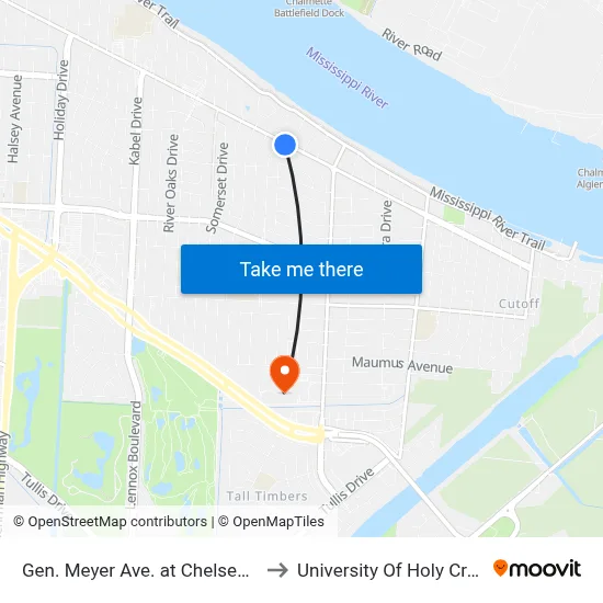 Gen. Meyer Ave. at Chelsea Dr. to University Of Holy Cross map