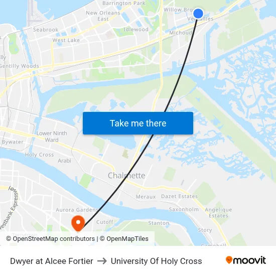 Dwyer at Alcee Fortier to University Of Holy Cross map