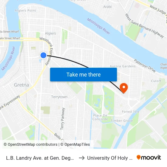 L.B. Landry Ave. at Gen. Degaulle Dr. to University Of Holy Cross map