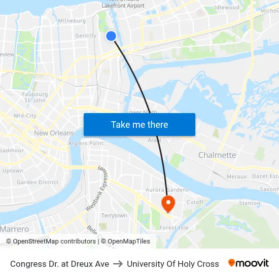 Congress Dr. at Dreux Ave to University Of Holy Cross map