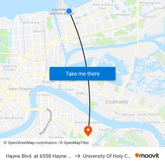 Hayne Blvd. at 6558 Hayne Blvd. to University Of Holy Cross map
