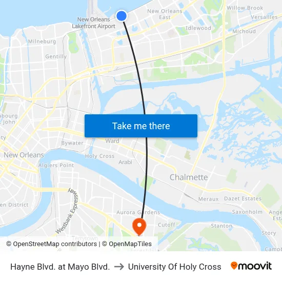 Hayne Blvd. at Mayo Blvd. to University Of Holy Cross map