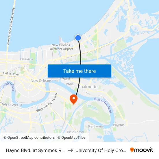 Hayne Blvd. at Symmes Rd. to University Of Holy Cross map