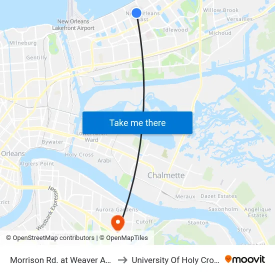 Morrison Rd. at Weaver Ave. to University Of Holy Cross map