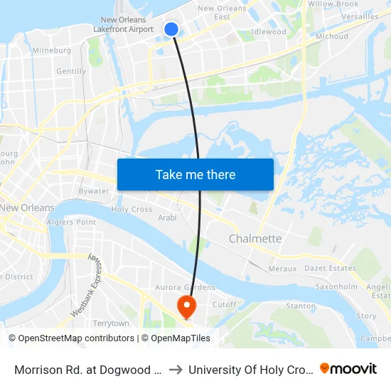 Morrison Rd. at Dogwood Dr. to University Of Holy Cross map