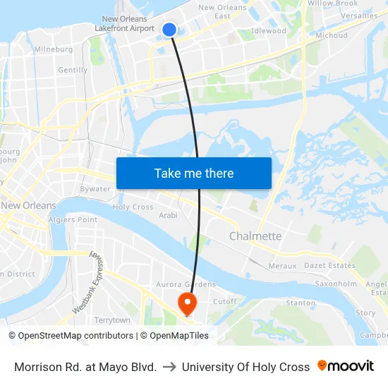 Morrison Rd. at Mayo Blvd. to University Of Holy Cross map