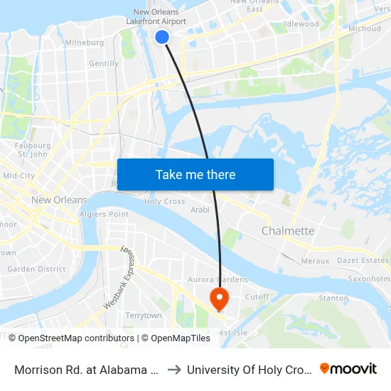 Morrison Rd. at Alabama St. to University Of Holy Cross map