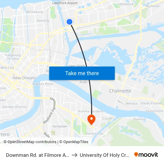 Downman Rd. at Filmore Ave. to University Of Holy Cross map