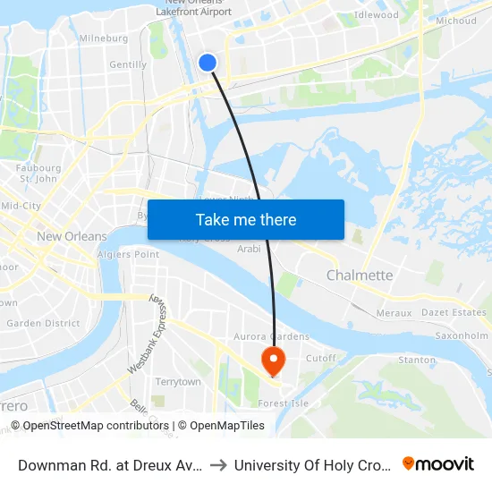 Downman Rd. at Dreux Ave. to University Of Holy Cross map