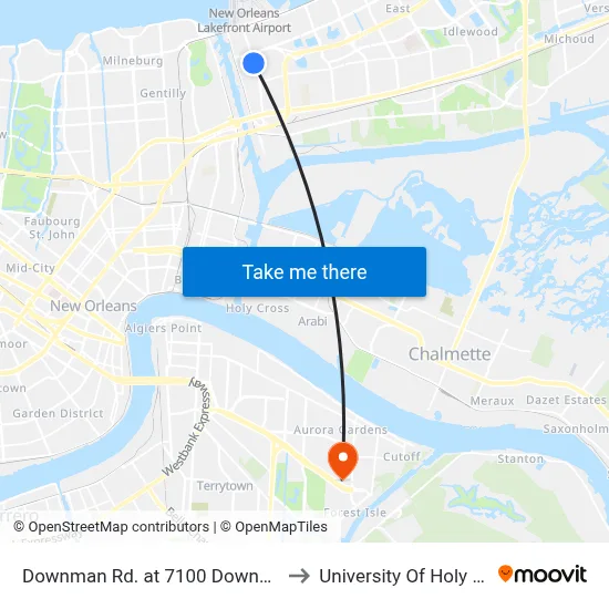 Downman Rd. at 7100 Downman Rd. to University Of Holy Cross map