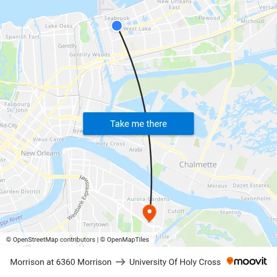 Morrison at 6360 Morrison to University Of Holy Cross map