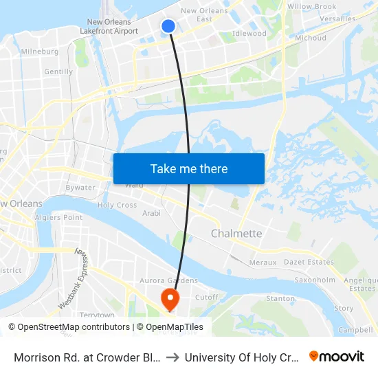 Morrison Rd. at Crowder Blvd. to University Of Holy Cross map