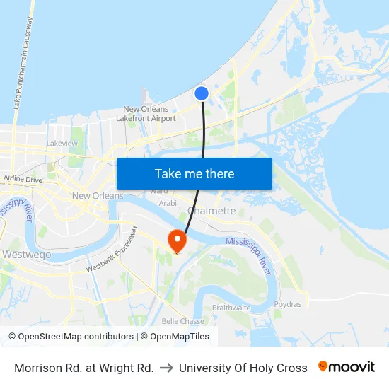 Morrison Rd. at Wright Rd. to University Of Holy Cross map