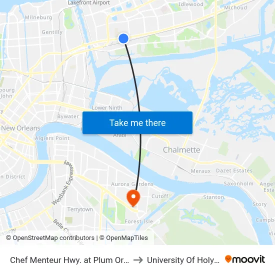 Chef Menteur Hwy. at Plum Orchard St. to University Of Holy Cross map