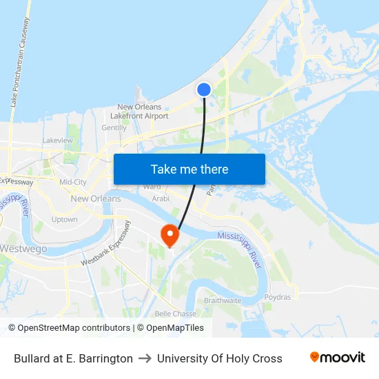 Bullard at E. Barrington to University Of Holy Cross map