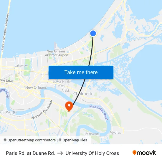 Paris Rd. at Duane Rd. to University Of Holy Cross map