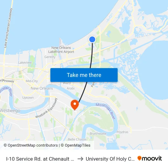 I-10 Service Rd. at Chenault Creek to University Of Holy Cross map