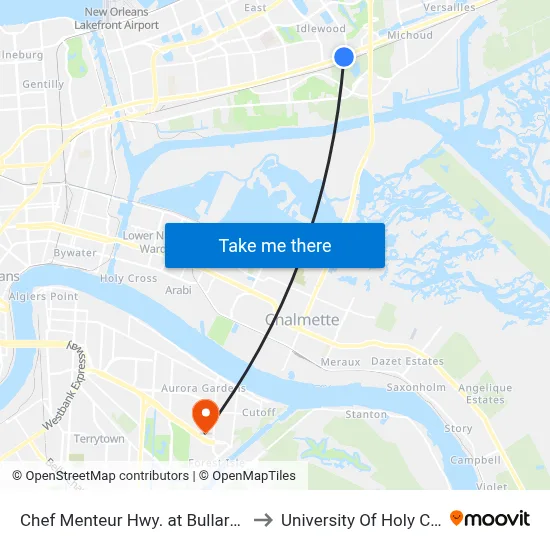 Chef Menteur Hwy. at Bullard Ave. to University Of Holy Cross map