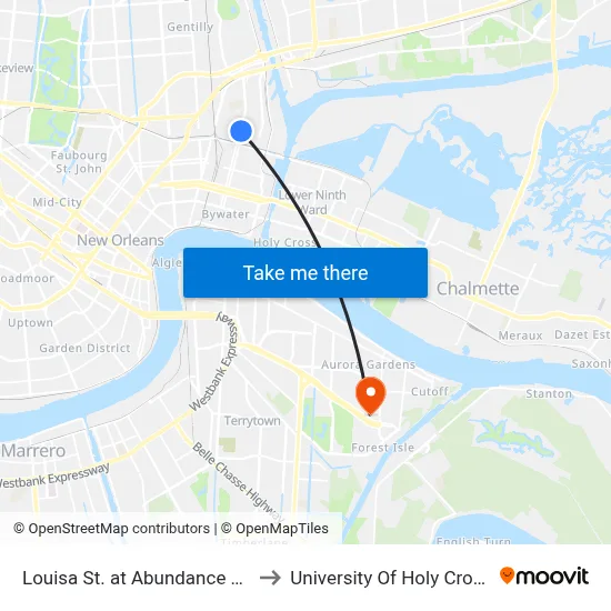 Louisa St. at Abundance St. to University Of Holy Cross map
