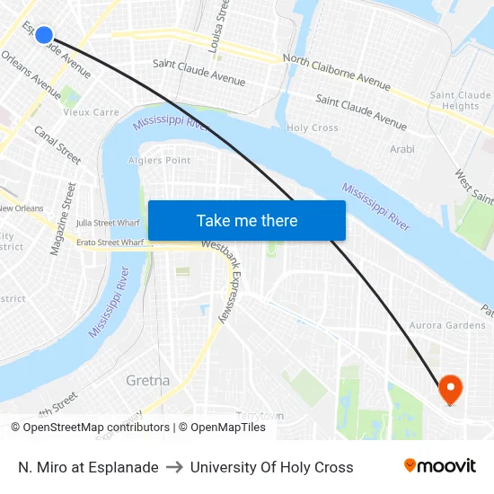 N. Miro at Esplanade to University Of Holy Cross map