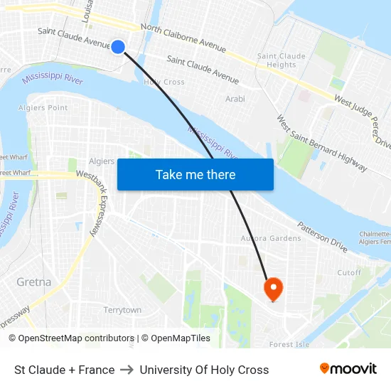 St Claude + France to University Of Holy Cross map