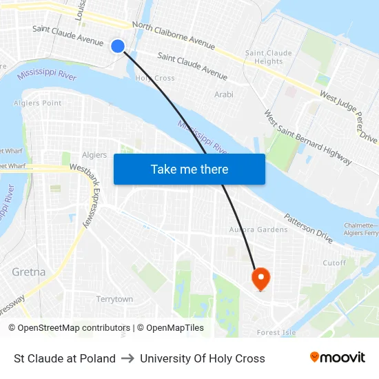 St Claude at Poland to University Of Holy Cross map