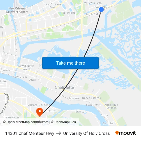 14301 Chef Menteur Hwy to University Of Holy Cross map