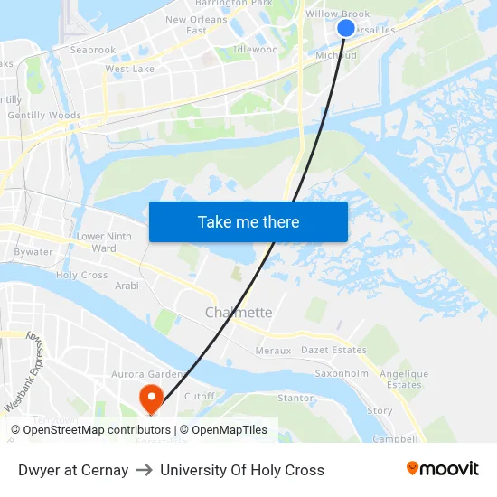 Dwyer at Cernay to University Of Holy Cross map