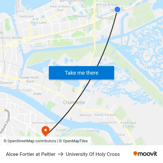 Alcee Fortier at Peltier to University Of Holy Cross map