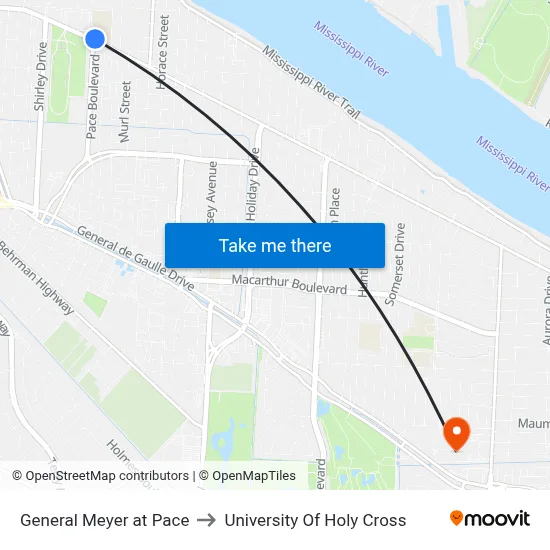 General Meyer at Pace to University Of Holy Cross map