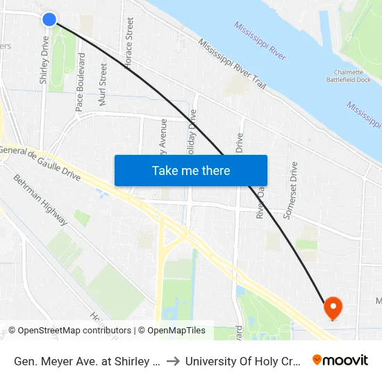 Gen. Meyer Ave. at Shirley Dr. to University Of Holy Cross map