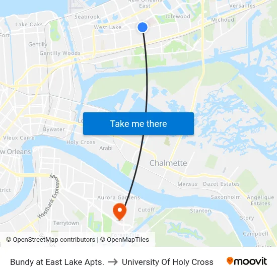 Bundy at East Lake Apts. to University Of Holy Cross map