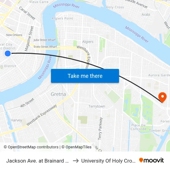Jackson Ave. at Brainard St. to University Of Holy Cross map