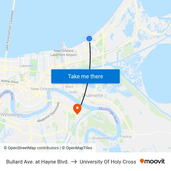 Bullard Ave. at Hayne Blvd. to University Of Holy Cross map