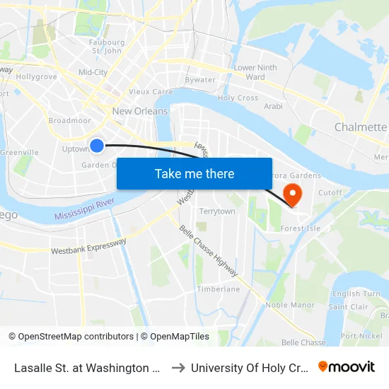 Lasalle St. at Washington Ave. to University Of Holy Cross map
