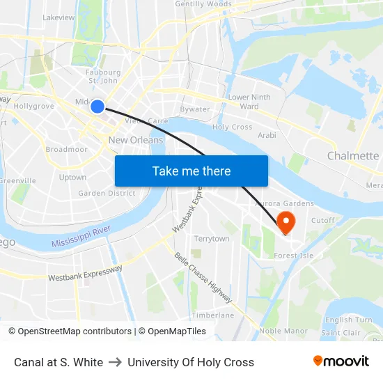 Canal at S. White to University Of Holy Cross map