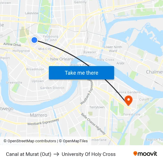 Canal at Murat (Out) to University Of Holy Cross map